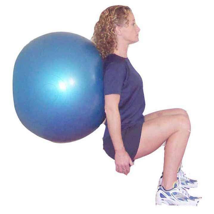 Squat - Exercise Ball with support Stand position ball between wall & low
