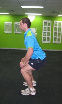 Place feet shoulder width apart and activate the abdominals to keep your trunk stable 3.