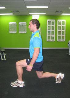 One foot steps backwards (or forwards) so that one leg is forward and the other leg backward at a comfortable distance that you can