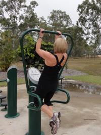 Chin-downs: Chin-ups are too difficult for most people to do very effectively.