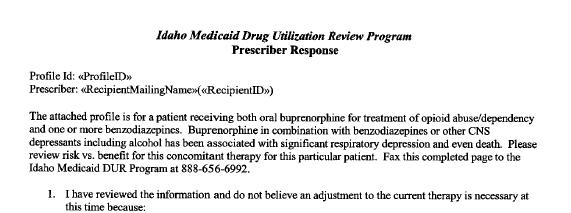 Buprenorphine and Benzodiazepine