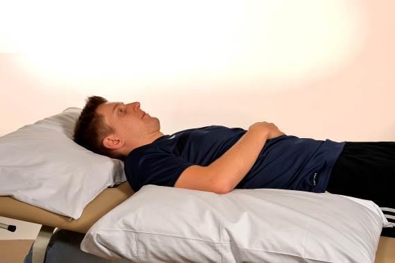 If sleeping on your back use a pillow under the elbow of your operated arm as shown. Again, important in helping you get a good night s rest.