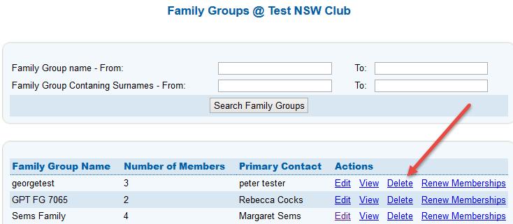 Editing Family Groups: To update the name of the Family Group