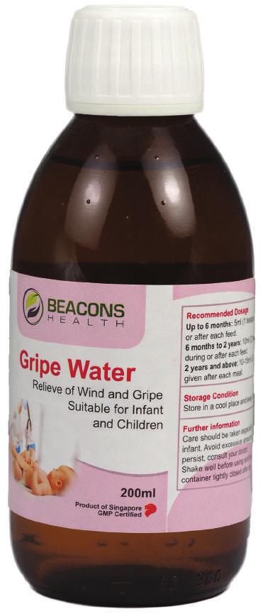 GRIPE WATER (200ML) Eases pain and discomfort due to gas and wind Each 5ml contains Sodium Bicarbonate 52.5mg.
