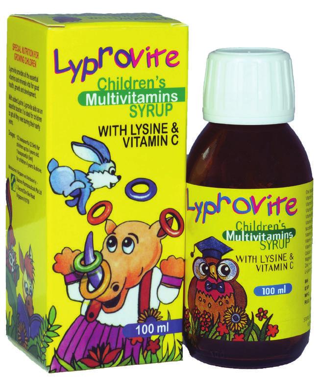 LYPROVITE SYRUP (100ml) Multivitamin & appetite booster for growing children with fussy eating habits Each 5ml contains Vitamin A 1500iu, Vitamin B1 2.2mg, Vitamin B2 1.2mg, Vitamin B6 1.
