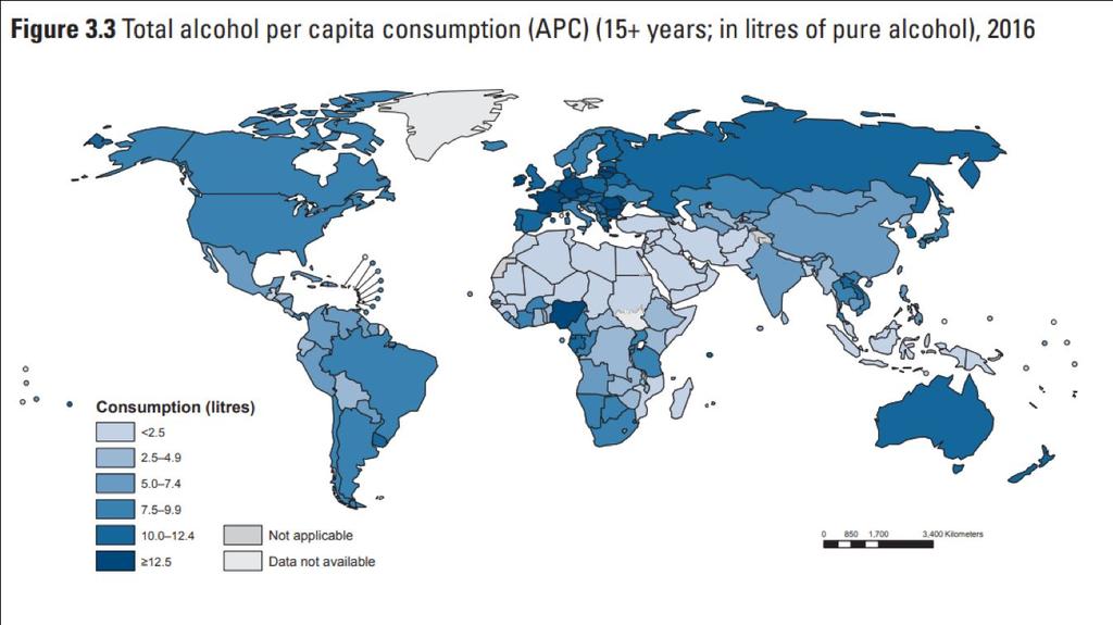 Alcohol Use: Global Consumption: 11.5% of all global drinkers are episodic, heavy users. 2.5 million people die from alcohol consumption per year The majority of adults consume at low-risk levels.