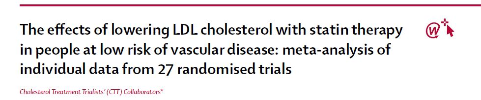 Treatment with statins is clearly effective in low-risk patients Statins reduced the risk of serious vascular events of about 21% for every 1 mmol/l reduction in LDL