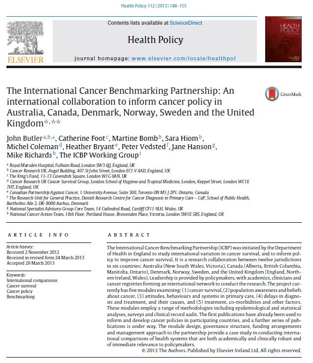 An international collaboration involving clinicians, policy makers, researchers and cancer data experts What is the ICBP?