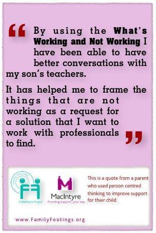 By using the What s Working and Not Working I have been able to have better conversations with my son s teachers.