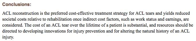 A Cost-Utility Analysis ACL Reconstruction vs.