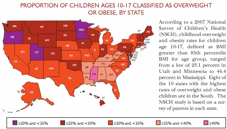 Obesity in children, US 2007