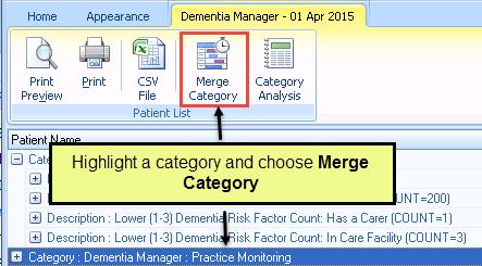 Codeset - This option allows you to add an appropriate Read code directly into the patient's record. Show Template - The show template option launches the Dementia Manager screen.