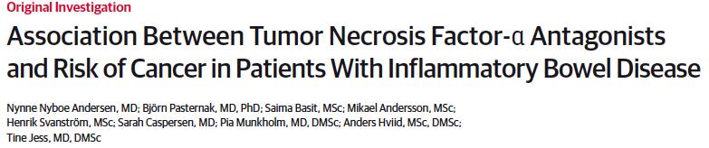 Anti-TNF therapy is NOT associated with increased risk of