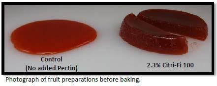 Bakery Fillings: Pectin Citri-Fi 100 can be used as a gelling agent in fruit preparations which includes: