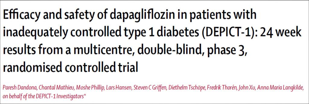 Clinical trials of Dapagliflozin DEPICT-1 was a double-blind, randomised, parallel-controlled, three-arm, phase 3, multicentre study done at 143 sites in 17 countries.