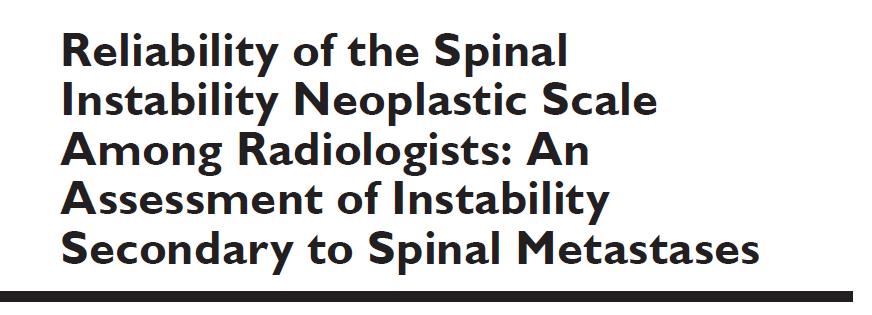 SINS Spinal Instability Neoplastic Scale SOSG Spine Oncology