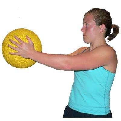 medicine ball from side to side, rotate the shoulders & hips Maintain a stable