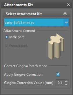6. Now back in the CAD station, you can add them to your designs by right-clicking on a prosthesis and selecting Add attachment items. An editor window will open.
