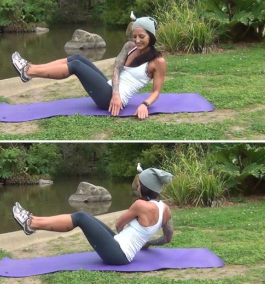 This is an awesome move for your abs, because it compresses and expands your core, making it work at maximum.