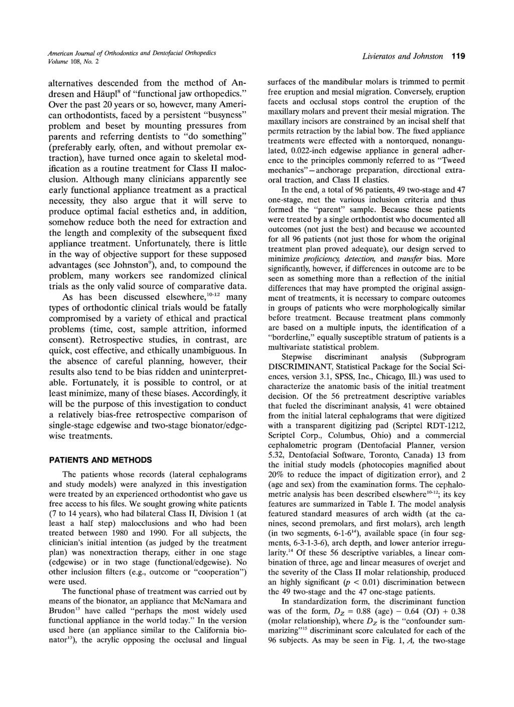 American Journal of Orthodontics and Dentofacial Orthopedics Livieratos and Johnston 119 Volume 108, No.