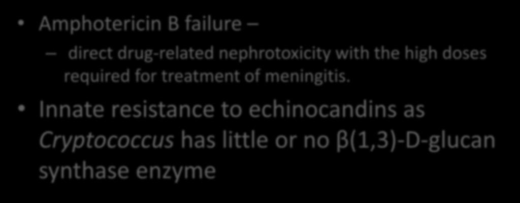 Amphotericin B failure direct drug-related nephrotoxicity with the high doses required for treatment of