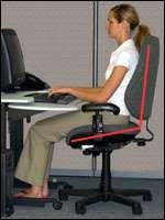 Declined Sitting Declined sitting posture. The user's thighs are inclined with the buttocks higher than the knee and the angle between the thighs and the torso is greater than 90 degrees.