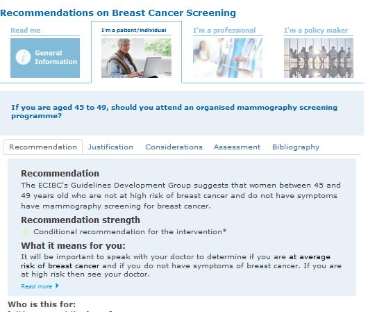 European Breast Guidelines at: ecibc.jrc.ec.europa.