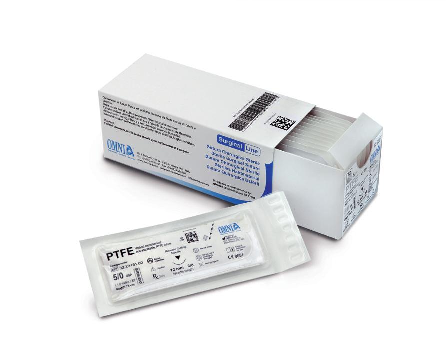 Omnia PTFE Sutures - Black Needle Omnia surgical PTFE sutures are ideal for any implant, periodontal and bone graft surgery where the usage of a monofilament suture with low bacterial adhesion is