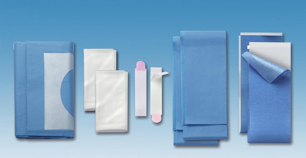 1 Fluid repellent surgical drape cm 60x60 SMS Blue 1 Absorbent/Liquid proof fenestrated (hole cm13x10) drape 150x150 cm NWF Blue 2 Absorbent/Liquid proof drape