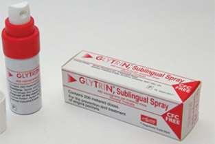 GLYCERYL TRINITRATE SPRAY (GTN) Relieves angina / chest pain Used under the tongue (sublingually) Should be tried 3 times at five