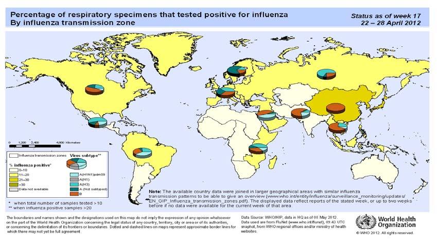 Influenza Update N 159 10 May 2012 Summary The seasonal peak for influenza has passed in most countries in the temperate regions of the northern hemisphere.