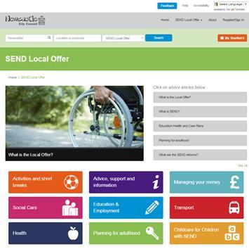 3. Current position: New SEND Local Offer website www.newcastle.gov.