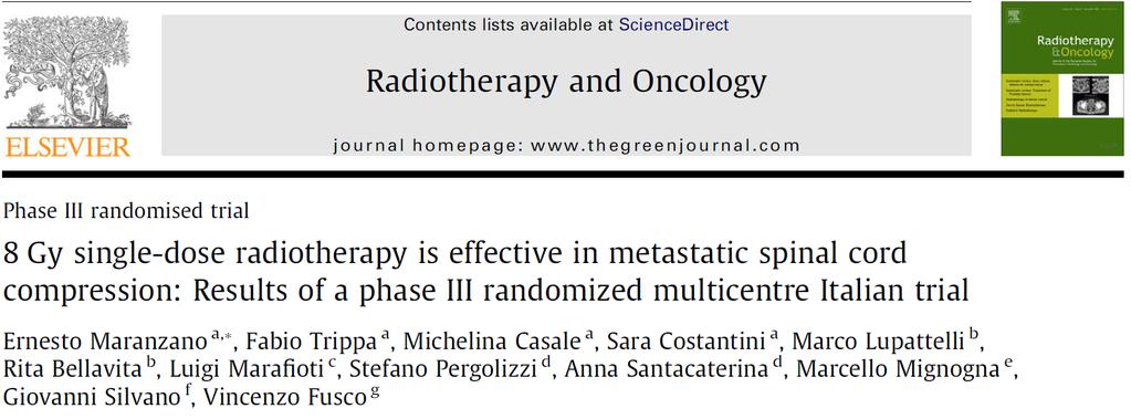 TREATMENT SCHEDULES OF RADIOTHERAPY There are 2 published RCTs (both by the RT