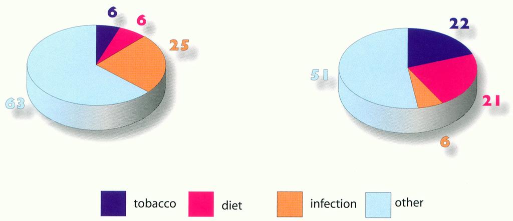 Key Challenges 43% of cancer deaths are due to tobacco, diet and infection