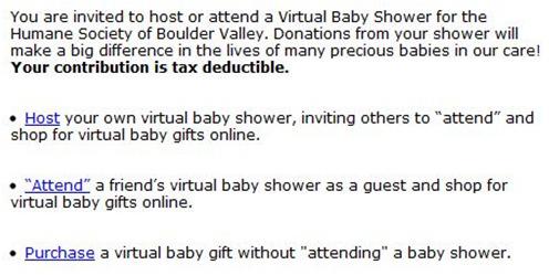Showers Host an online shower for a foster