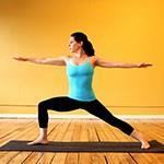 (Virabhadrasana II) Strengthens and stretches ankles, calves and