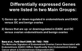 , Fertil Steril 2009; 60: 7052-7056 The Molecular Signature of Endometrioid Ovarian Cancer Associated with Endometriosis (EAOC) Differs Significantly from Endometrioid Ovarian Cancer which is