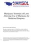 Marijuana: Summary of Laws Allowing Use of Marijuana for Medicinal Purposes