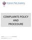 COMPLAINTS POLICY AND PROCEDURE
