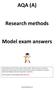 AQA (A) Research methods. Model exam answers
