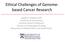 Ethical Challenges of Genomebased Cancer Research