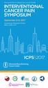 ICPS September 8-9, Memorial Sloan Kettering Cancer Center INTERVENTIONAL CANCER PAIN SYMPOSIUM. Zuckerman Research Center NEW YORK CITY