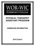 PHYSICAL THERAPIST ASSISTANT PROGRAM ADMISSION INFORMATION