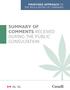 PROPOSED APPROACH TO THE REGULATION OF CANNABIS SUMMARY OF COMMENTS RECEIVED DURING THE PUBLIC CONSULTATION