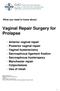 Vaginal Repair Surgery for Prolapse