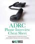 ALF Boss's ALF Cheat Sheet For ADRC's Phone Interview For Long Term Care