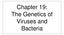 Chapter 19: The Genetics of Viruses and Bacteria
