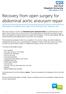 Recovery from open surgery for abdominal aortic aneurysm repair