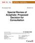 Special Review of Acephate: Proposed Decision for Consultation