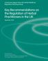 Key Recommendations on the Regulation of Herbal Practitioners in the UK